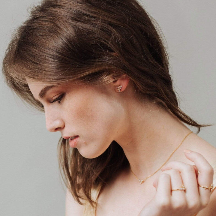 Harlowe Crytsal Stud Earring- Gold