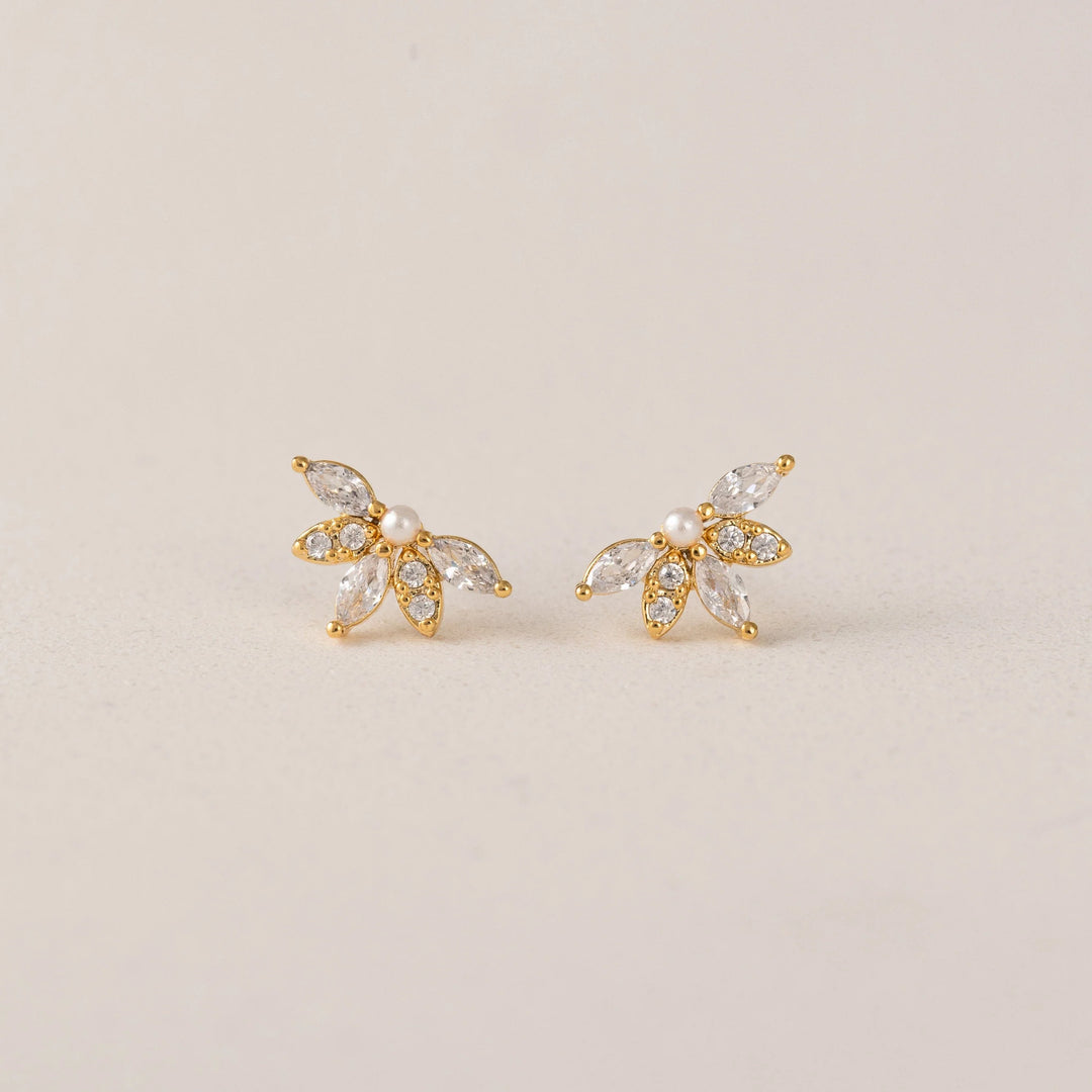 Harlowe Crytsal Stud Earring- Gold