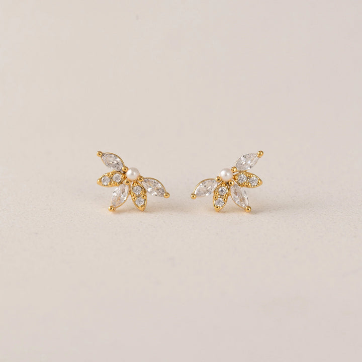 Harlowe Crytsal Stud Earring- Gold