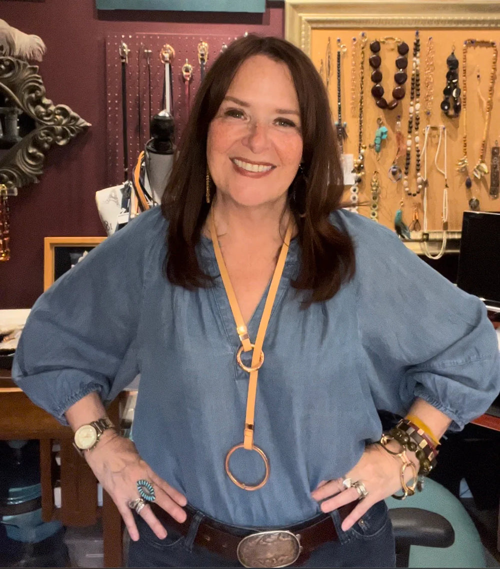 Lofttan Avril LUXE leather strand wear necklace featuring sleek leather strands and modern design, perfect for stylish accessories.