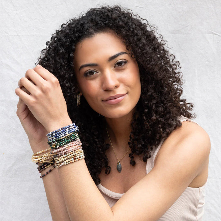 Stone Wrap Bracelet/ Necklace- Mother of Pearl/Gold - Stone of Prosperity