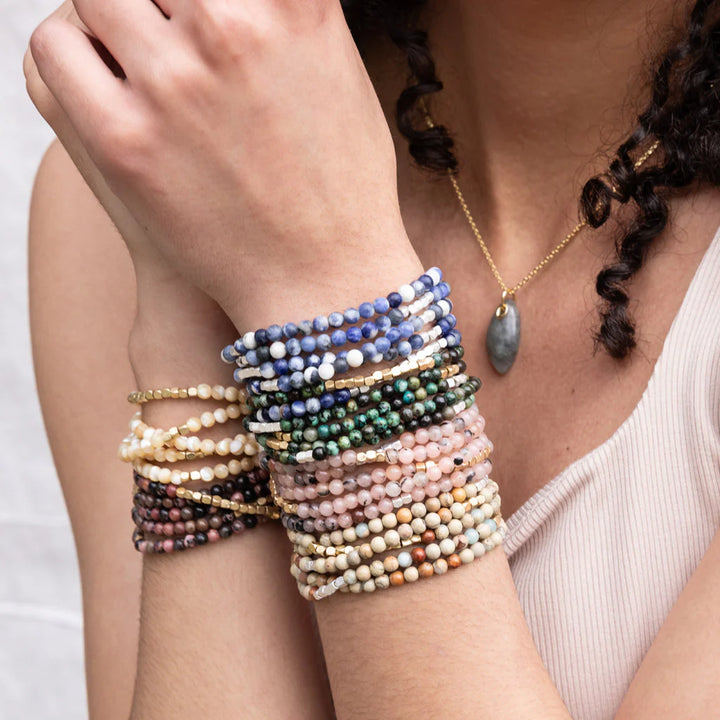 Stone Wrap Bracelet/ Necklace- Mother of Pearl/Gold - Stone of Prosperity