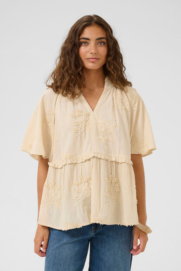 Culture Jalia embroidered blouse featuring intricate embroidery and lightweight fabric, perfect for casual or semi-formal wear.