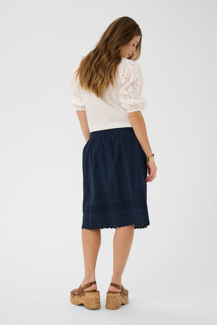 Cream Jana cotton skirt featuring a casual, lightweight design with a comfortable waistband and soft fabric.