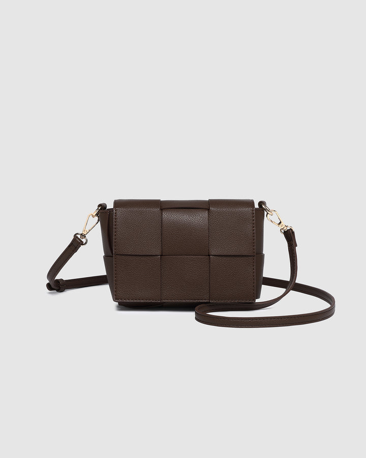 Louenhide Josephine Crossbody Bag featuring a sleek woven design, chain strap, and spacious interior for everyday use.