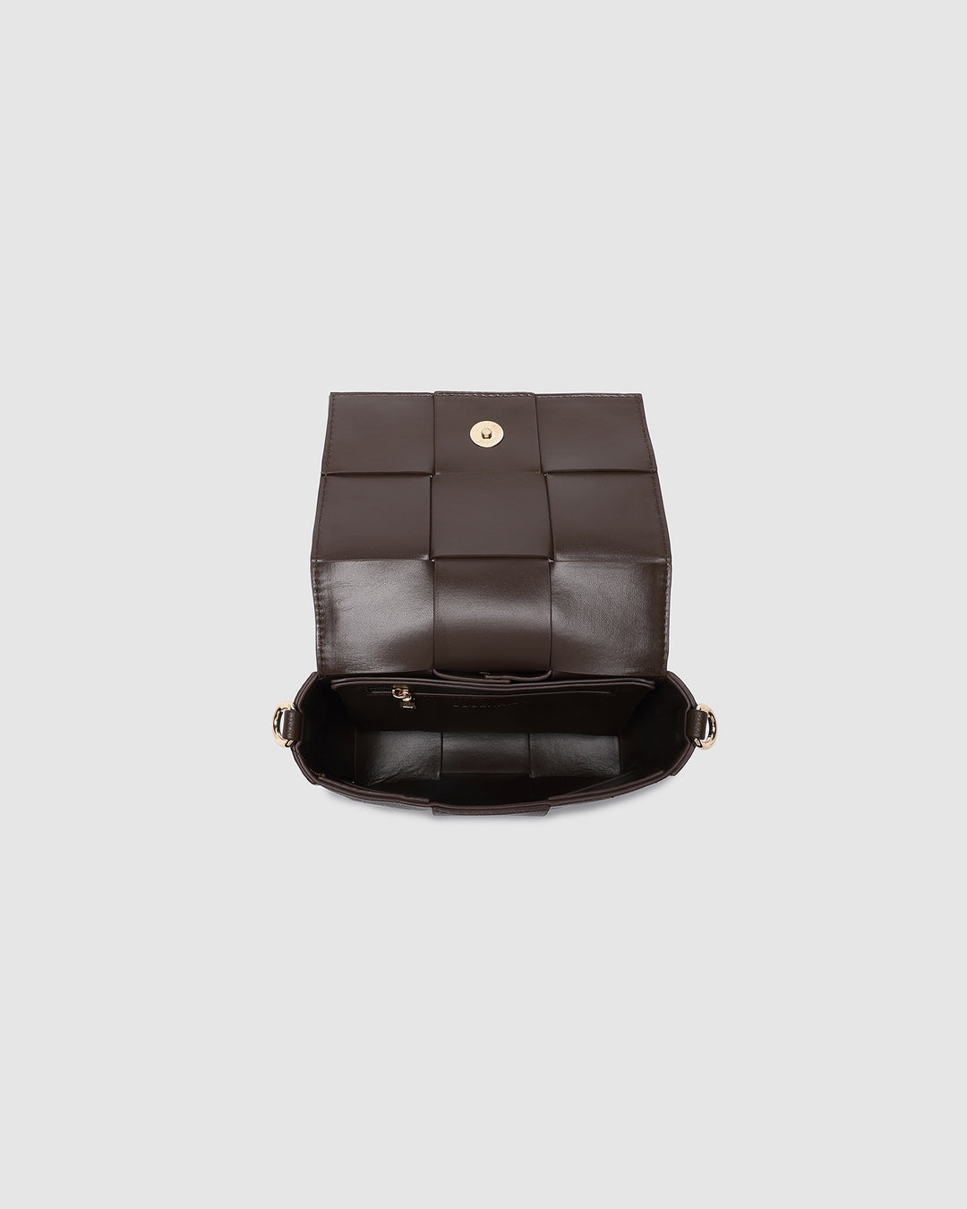 Louenhide Josephine Crossbody Bag with chain strap and compact interior, showcasing stylish vegan leather and elegant design.