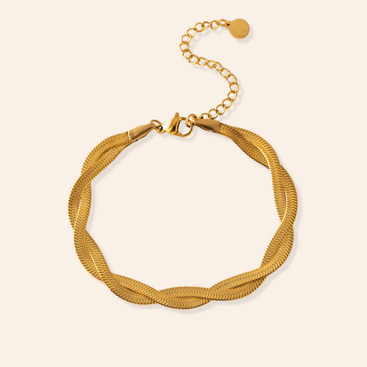 Josie Twist Herringbone Bracelet- Gold