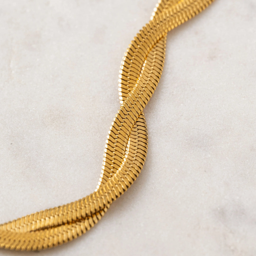 Josie Twist Herringbone Bracelet- Gold