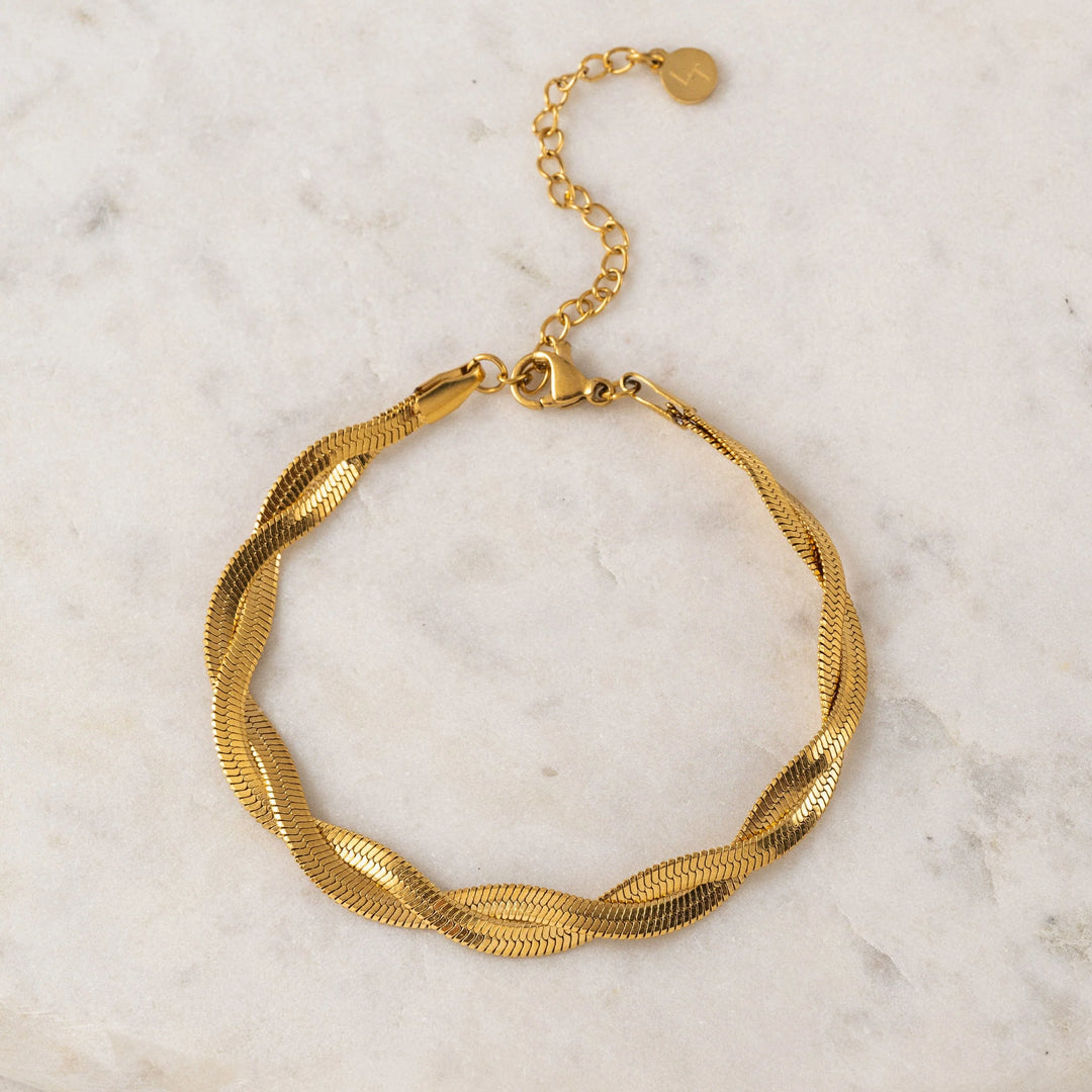 Josie Twist Herringbone Bracelet- Gold