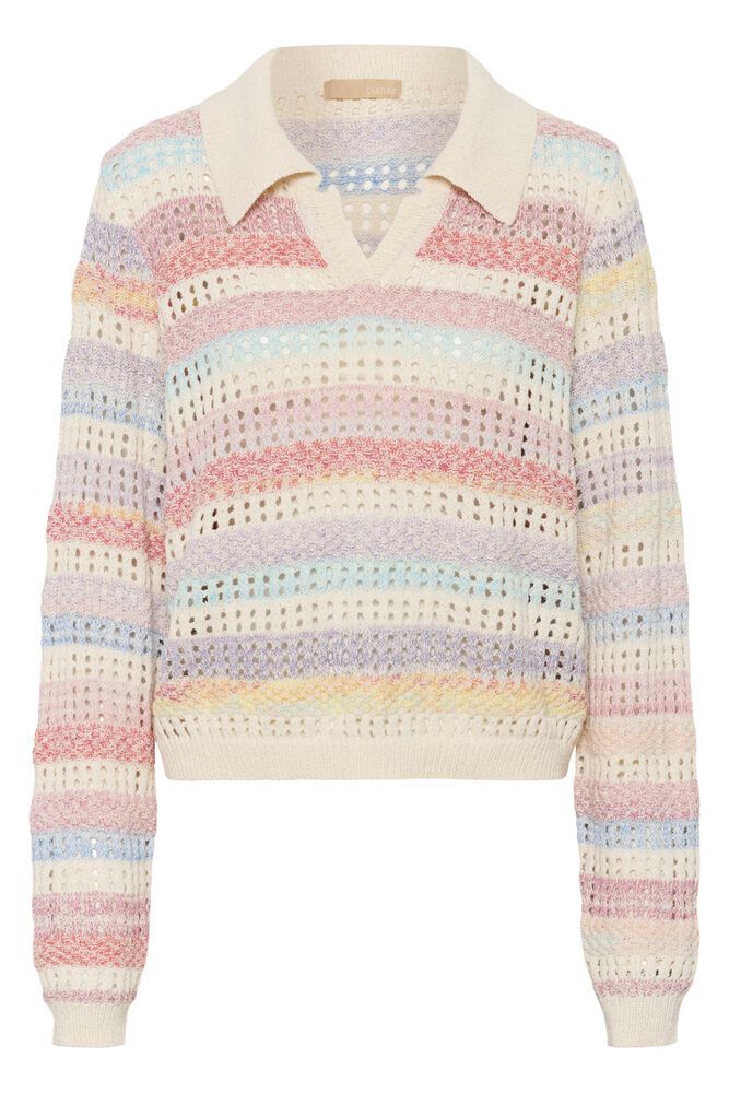 Culture Juana Knit Polo Sweater featuring a classic open knit design and polo collar, perfect for casual or smart-casual outfits.
