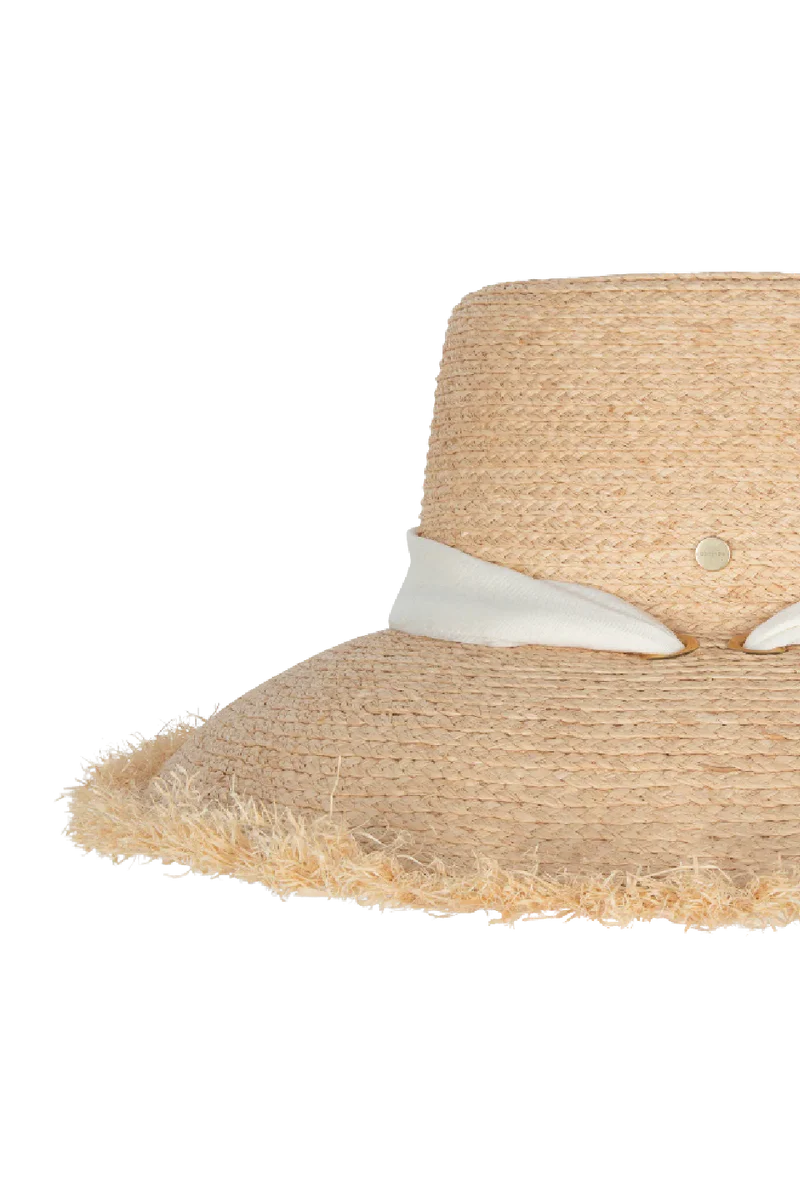 Kooringal Kendalls wide brim sun hat with a woven straw design, offering sun protection and stylish summer accessory.