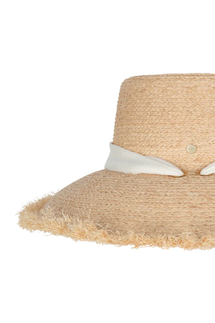 Kooringal Kendalls wide brim sun hat with a woven straw design, offering sun protection and stylish summer accessory.