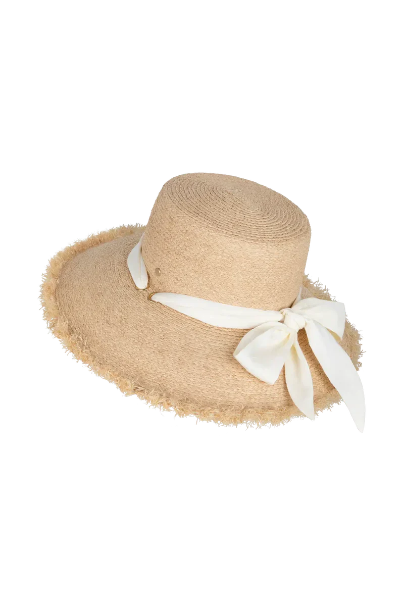 Kooringal Kendalls wide brim sun hat with woven straw design, providing sun protection and stylish summer accessory.