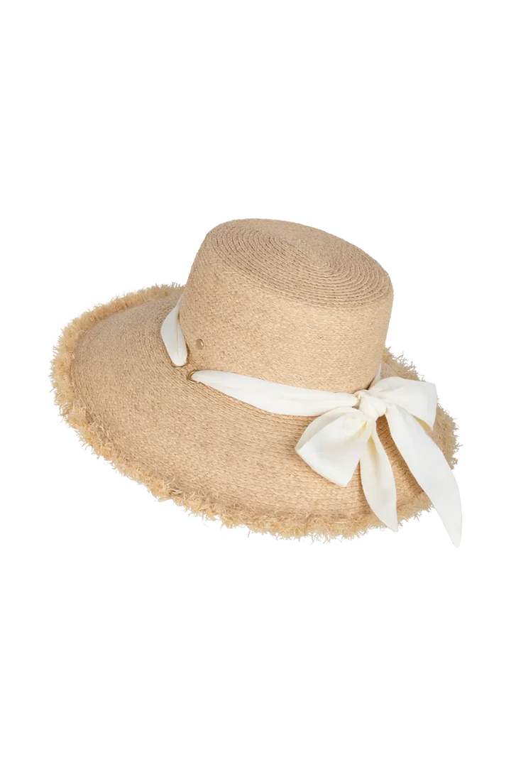 Kooringal Kendalls wide brim sun hat with woven straw design, providing sun protection and stylish summer accessory.