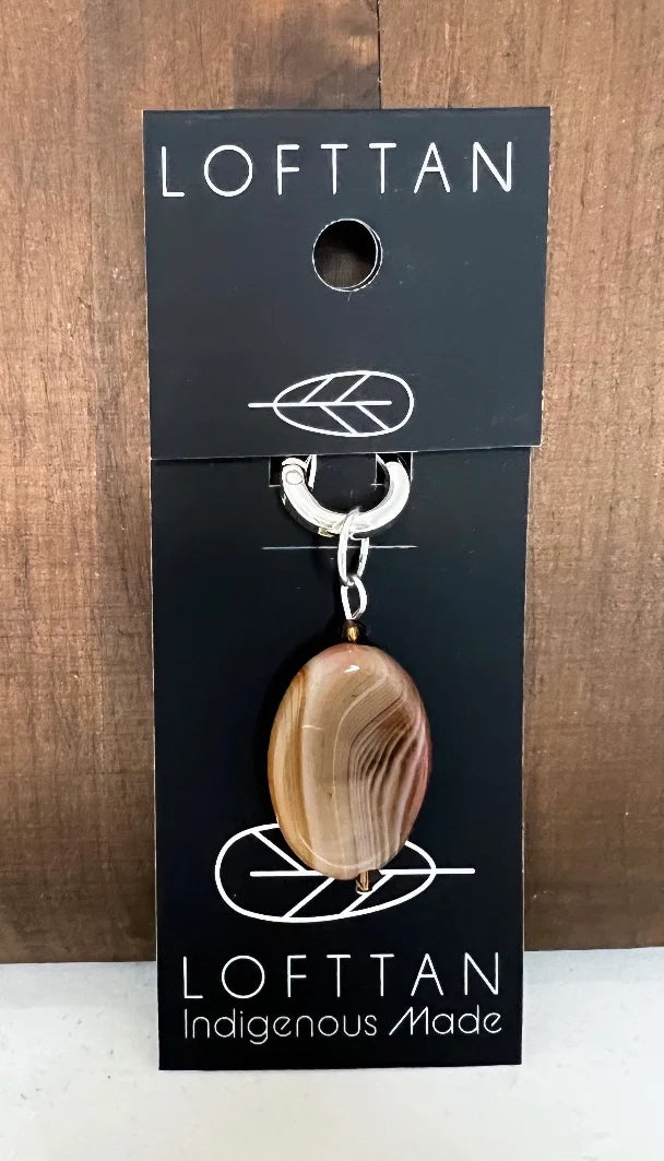 Lofttan semi precious stone agate jewelry pendant featuring a sleek silver clasp design  perfect for elegant necklaces and accessories.