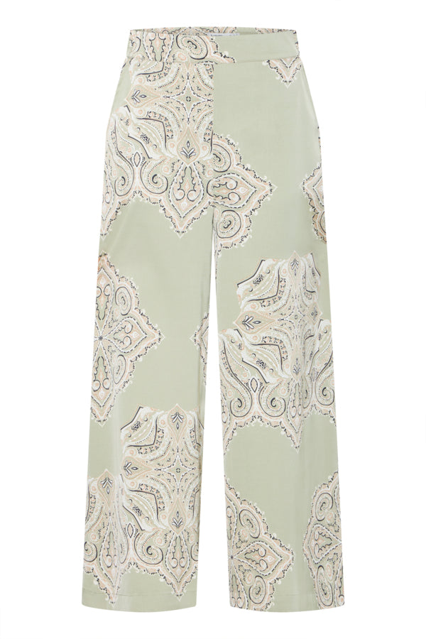 Light Green wide leg pant with paisley print
