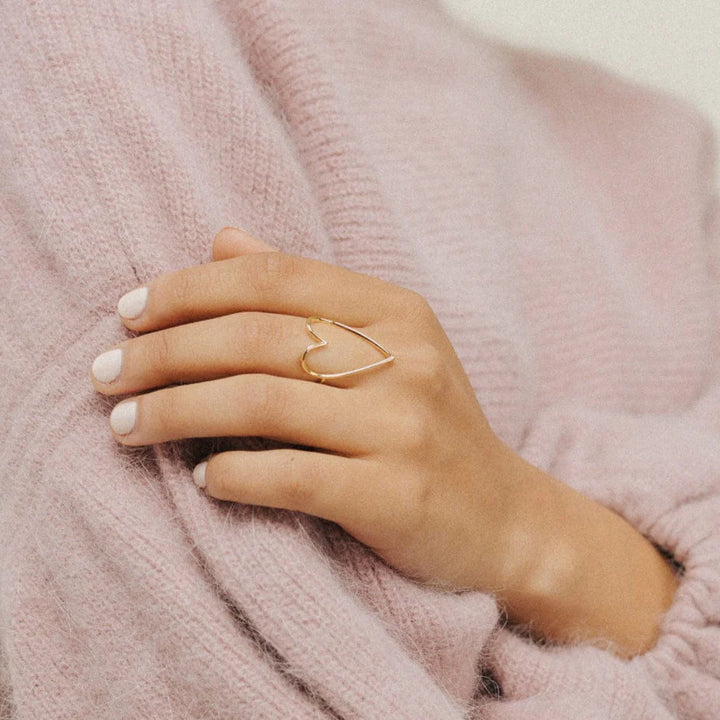 women's gold plated heart shape ring