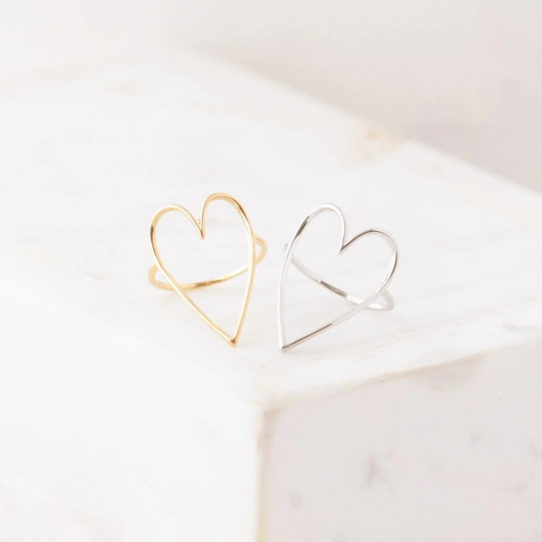 women's sterling silver  and gold plated heart shape ring