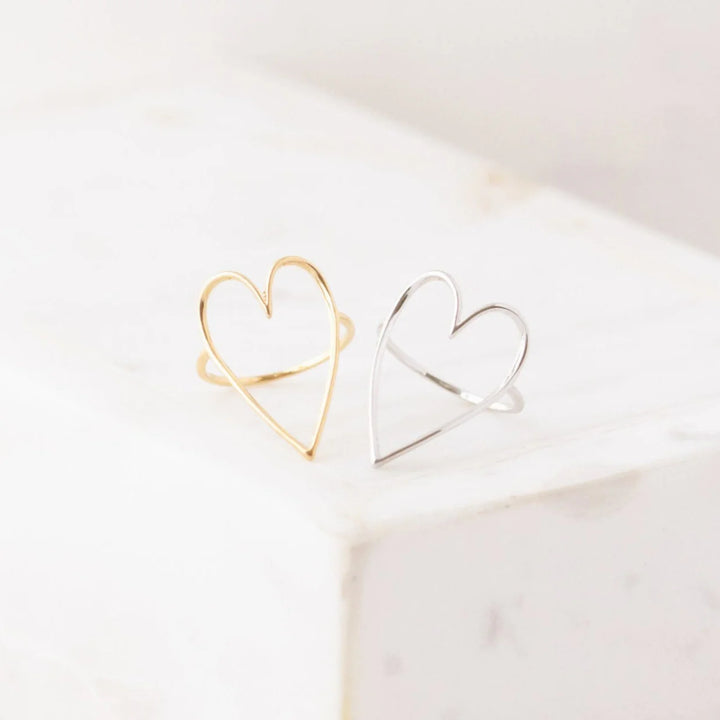 women's sterling silver  and gold plated heart shape ring