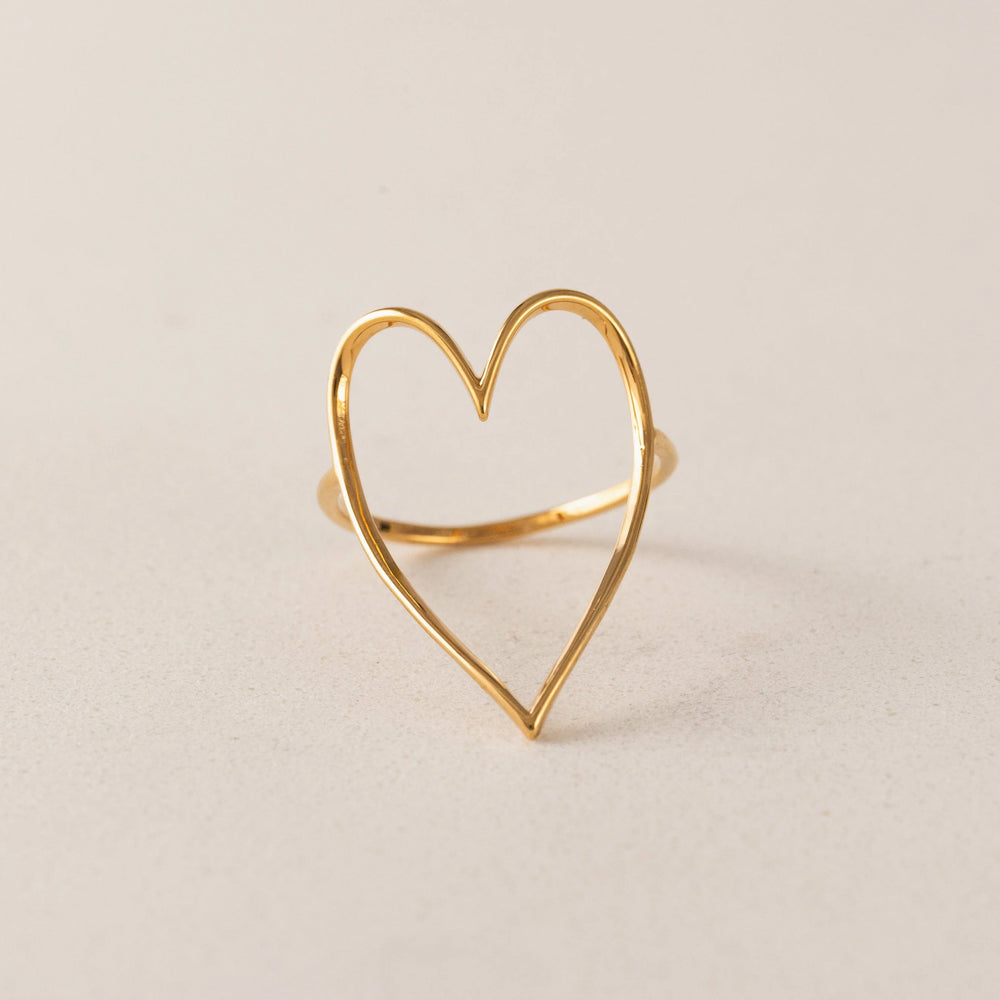women's gold plated heart shape ring
