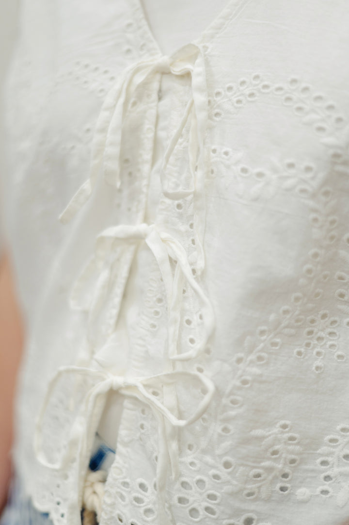 Gentle Fawn Rhea eyelet lace sleeveless top with a feminine design and delicate lace details, perfect for casual or dressy occasions.