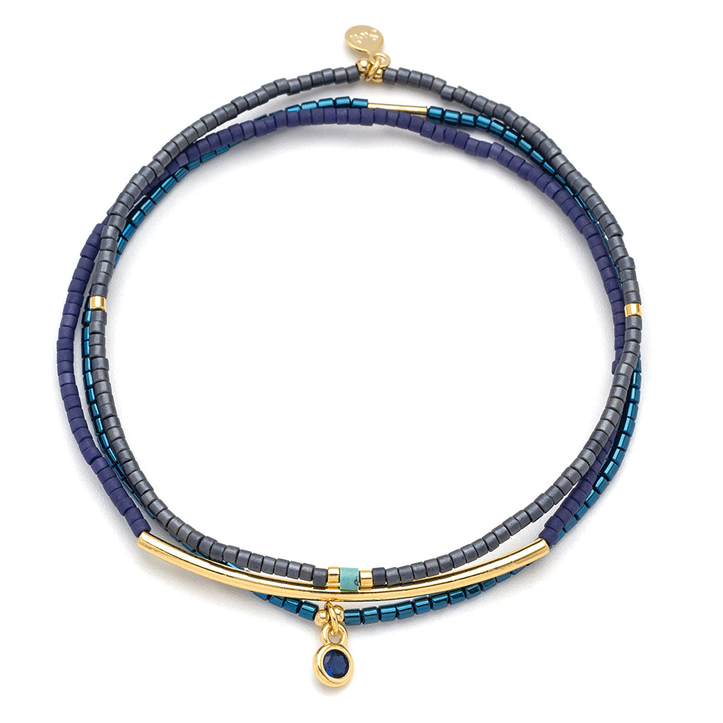 Tonal Chromacolor Miyuki Bracelet Trio - Pewter/Gold