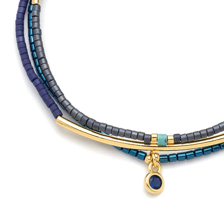 Tonal Chromacolor Miyuki Bracelet Trio - Pewter/Gold