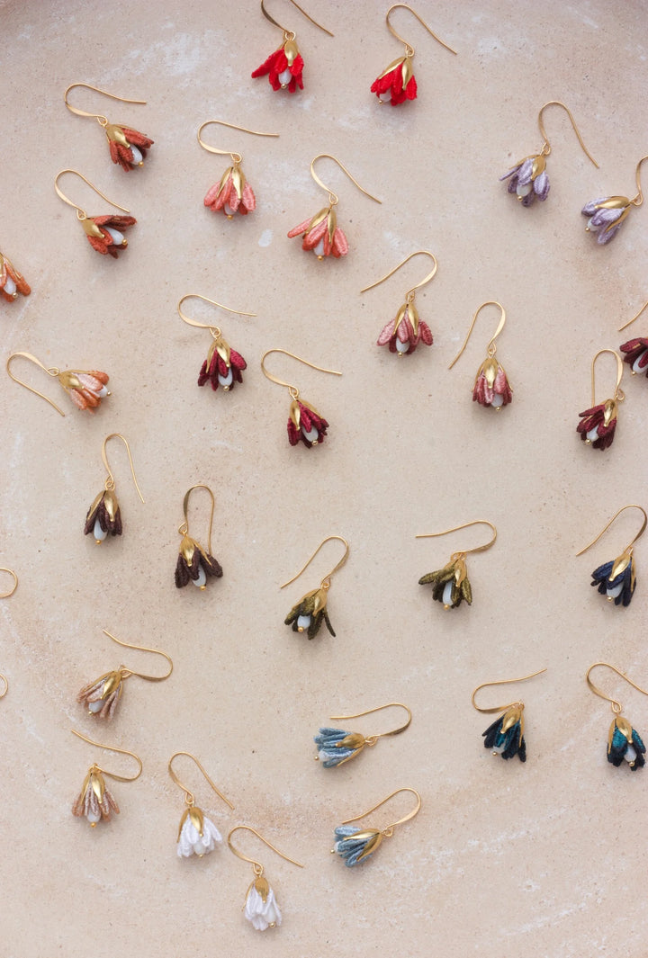 Ilk Jewelry Malli jasmine flower earring with delicate floral design  in vintage lace and gold-tone finish, perfect for elegant jewelry styles.