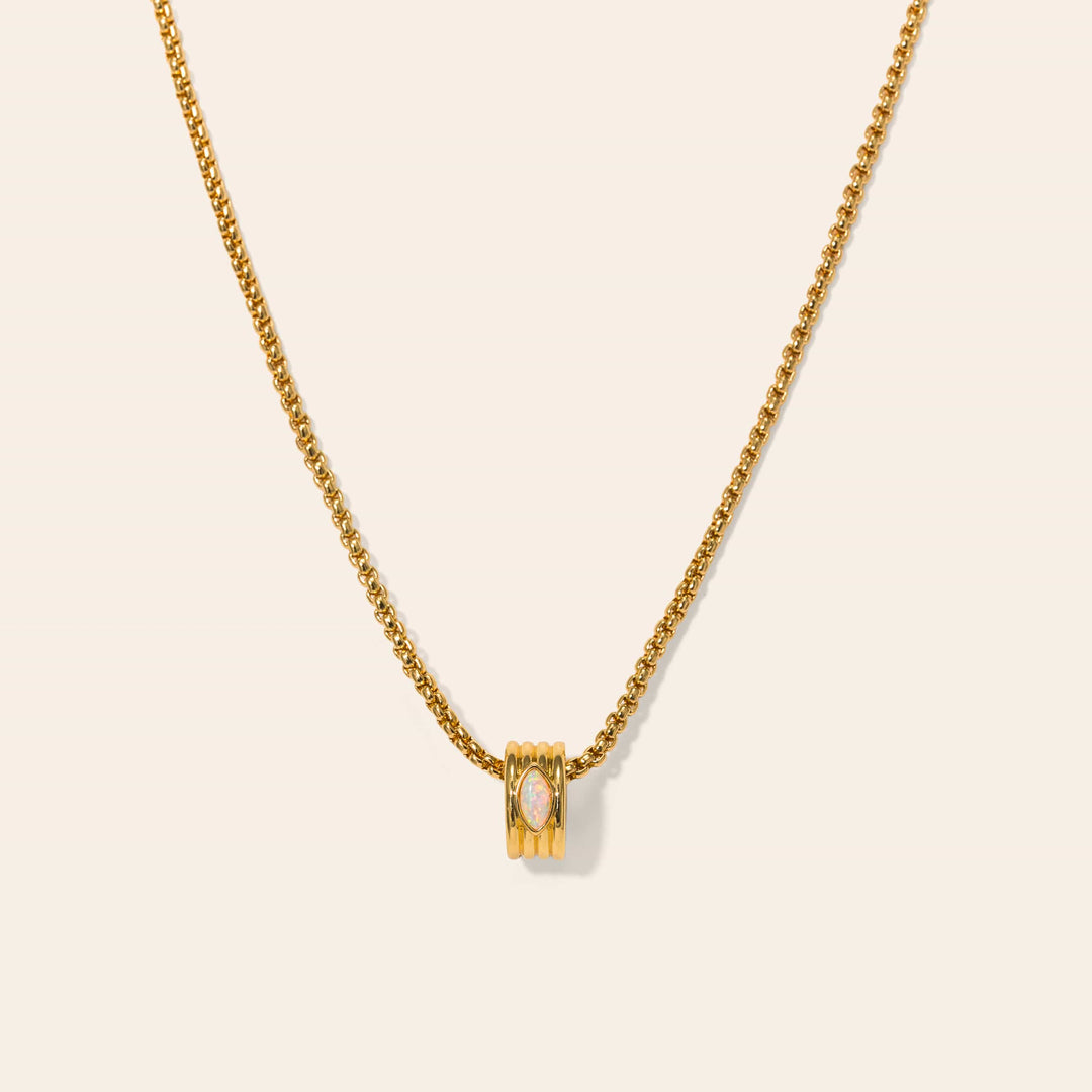 Marquise Groove Necklace- Opal/ Gold
