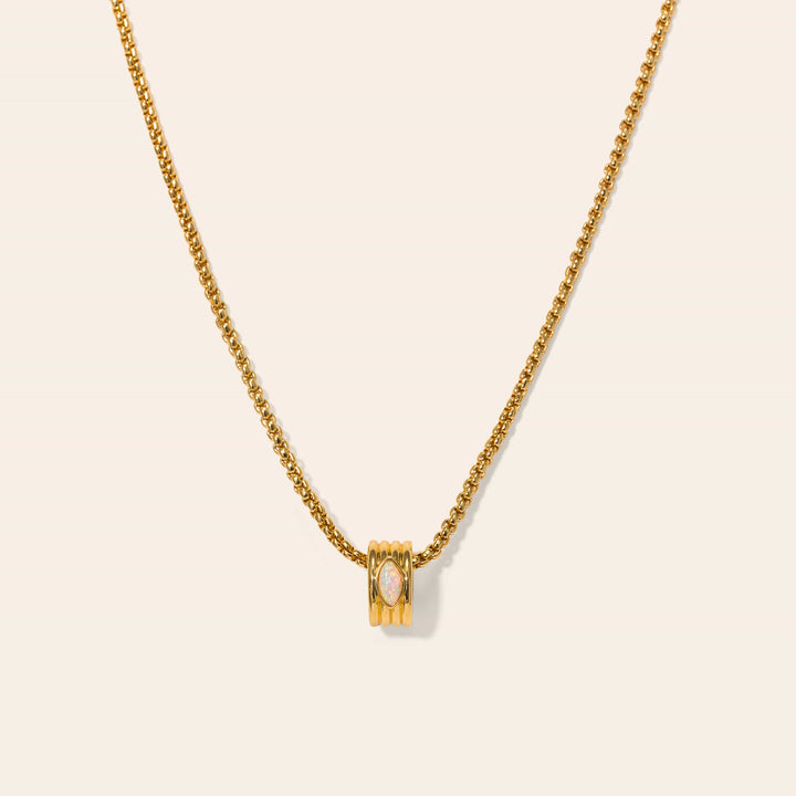 Marquise Groove Necklace- Opal/ Gold
