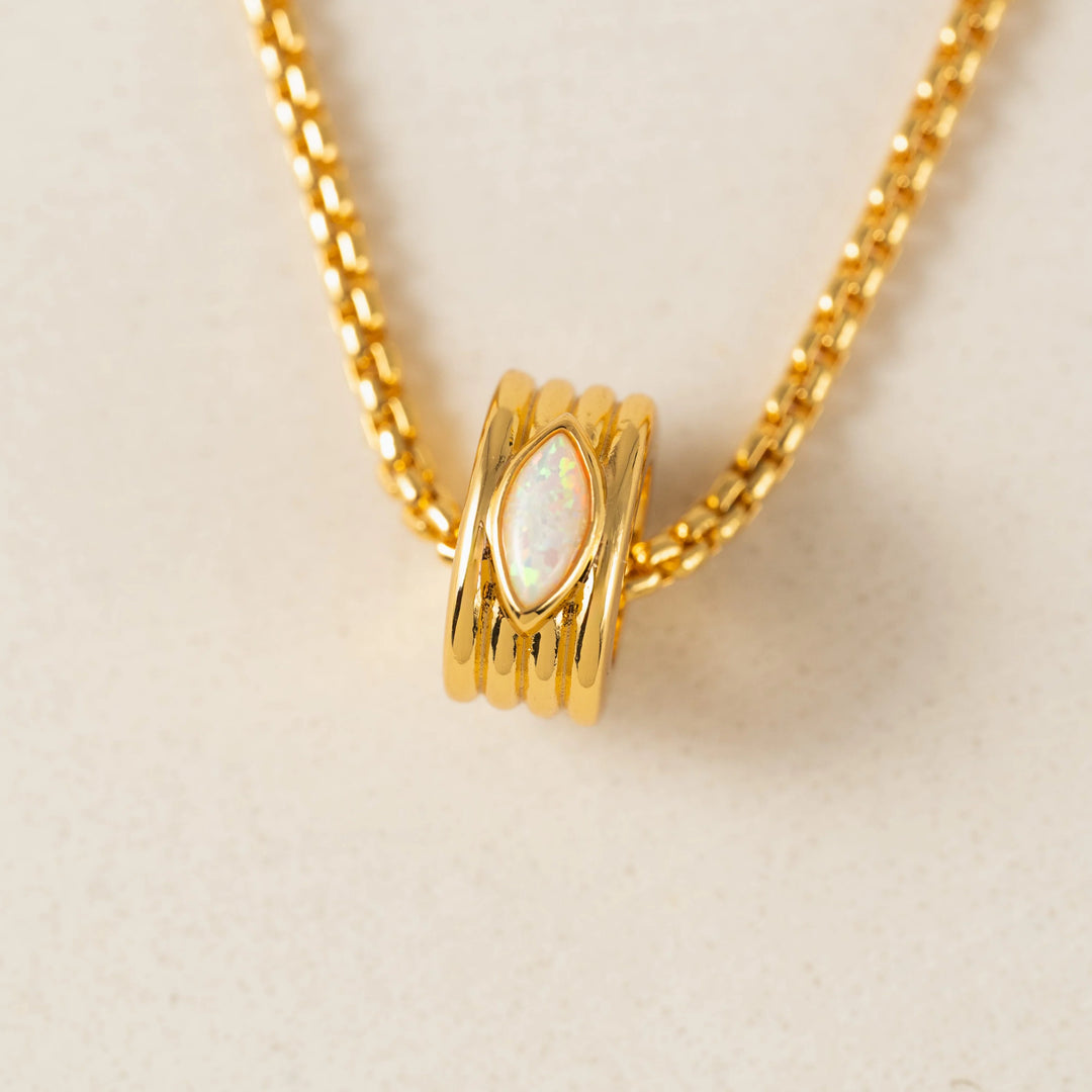 Marquise Groove Necklace- Opal/ Gold