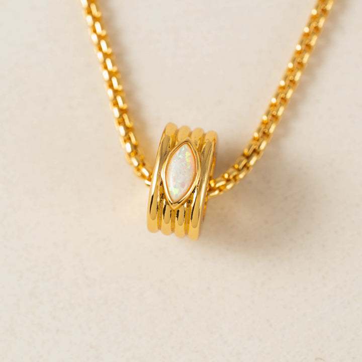 Marquise Groove Necklace- Opal/ Gold