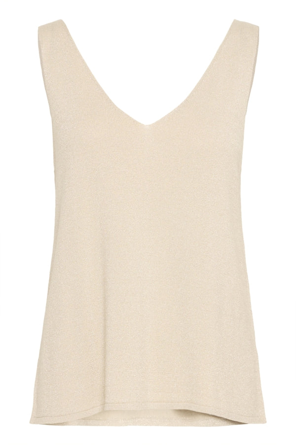 Metallic beige v neck camisole 