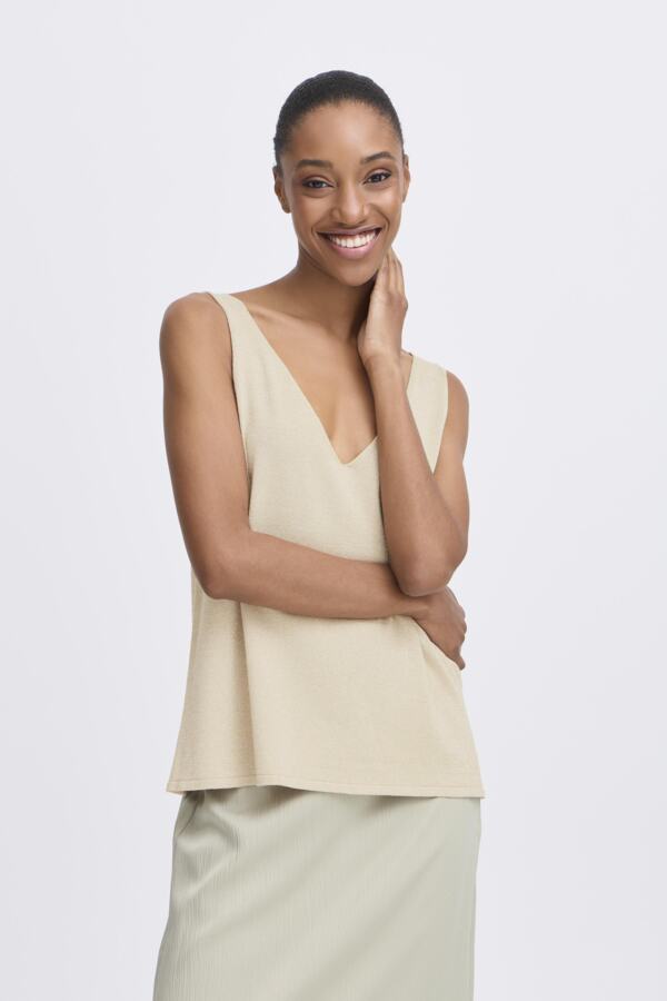 Metallic beige v neck camisole 