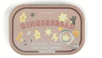 Paddywax Gingerbread soy wax candle in tin packaging  
