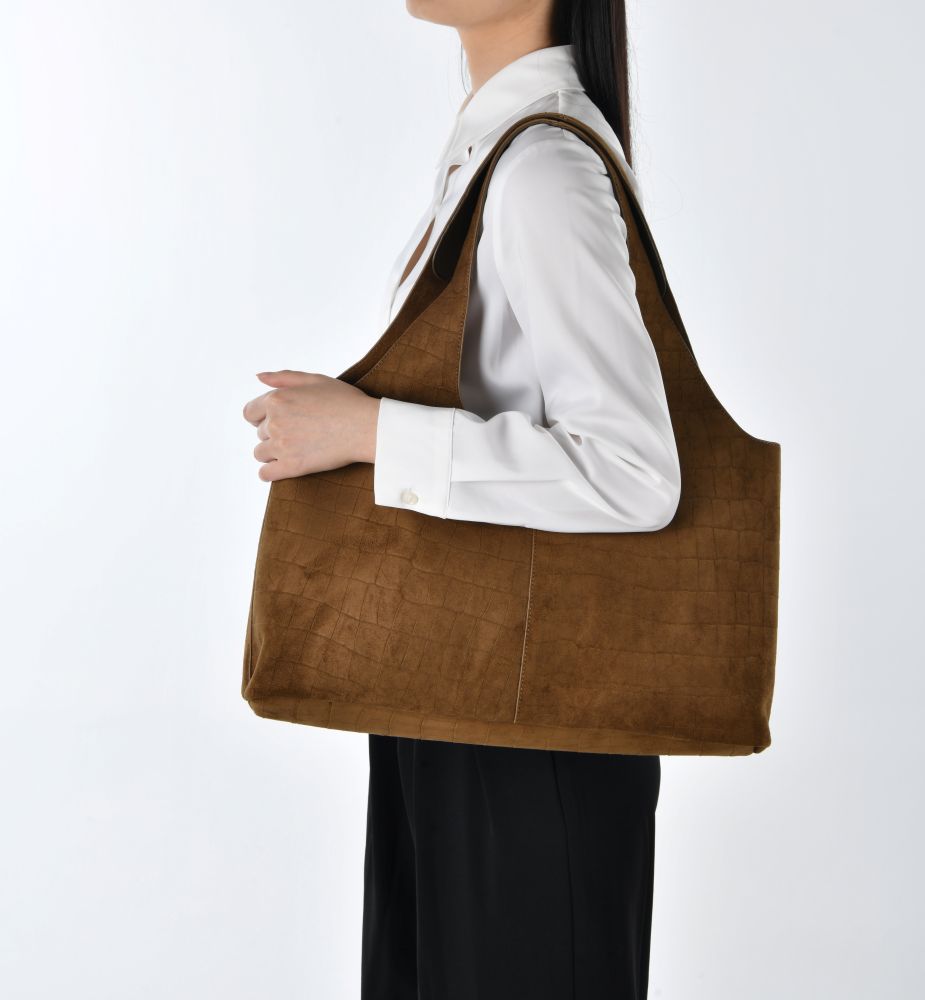 Mioya Croco Suede Hobbo Bag