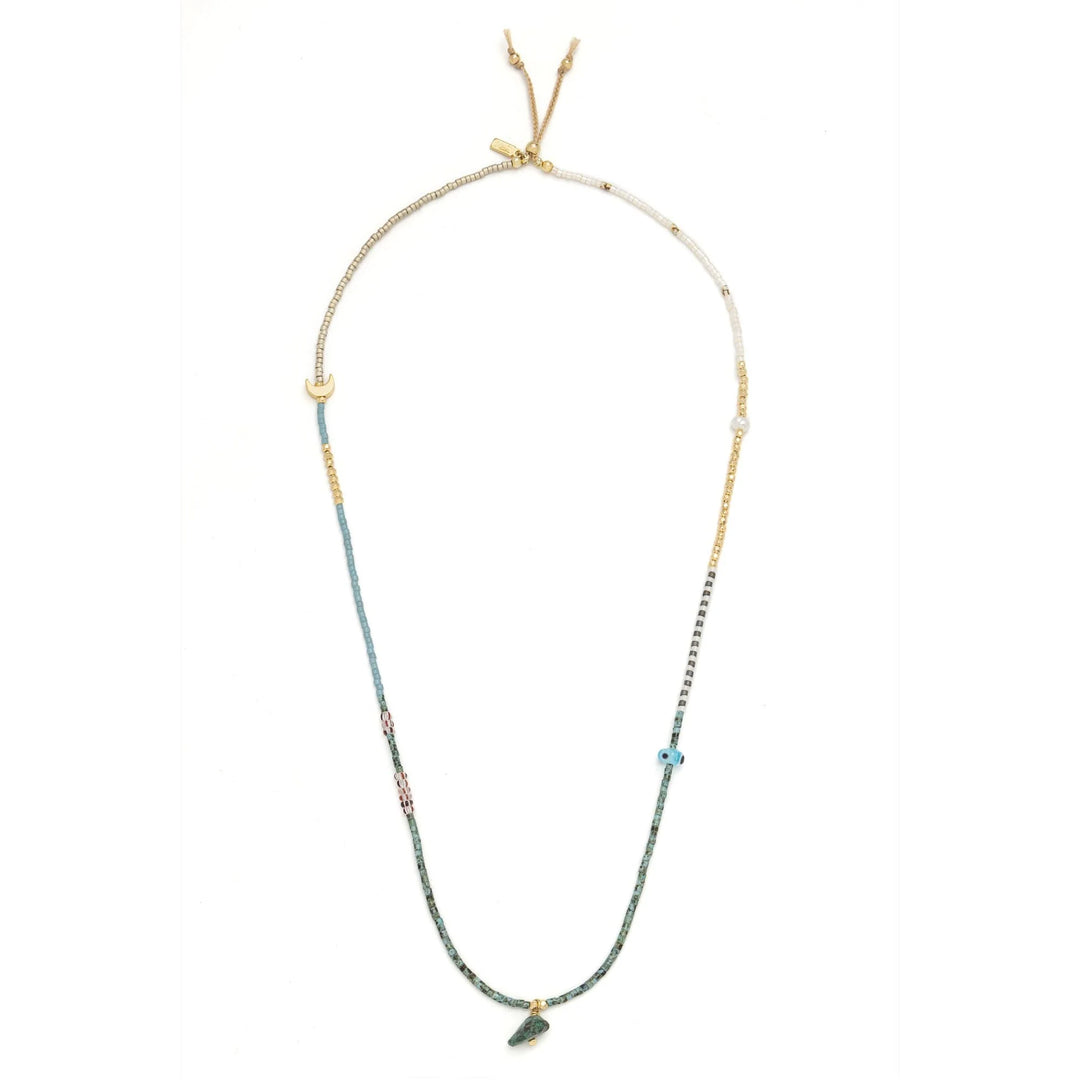 Scout mixed media beaded necklace featuring colorful beads and intricate design, stylish accessory for casual or dressy outfits.