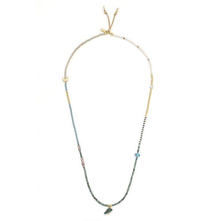 Scout mixed media beaded necklace featuring colorful beads and intricate design, stylish accessory for casual or dressy outfits.