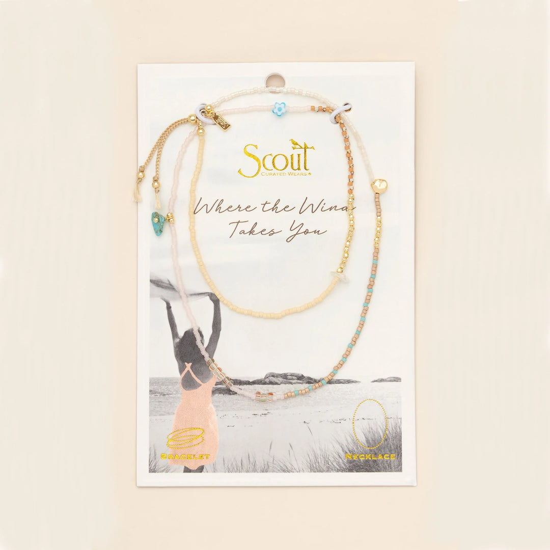 Scout mixed media beaded necklace featuring colorful beads and intricate design, perfect for adding a stylish boho touch to any outfit.