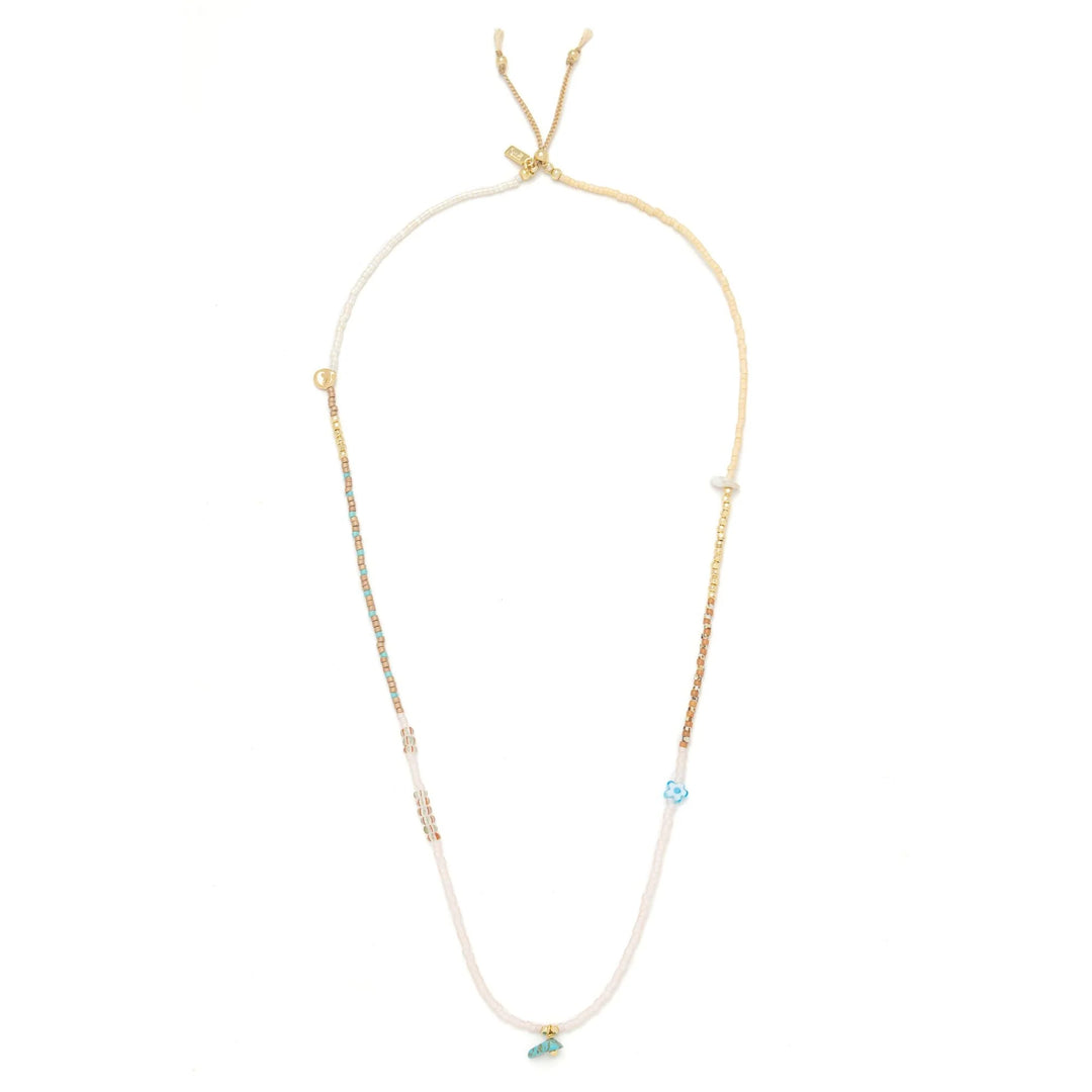 Scout mixed media beaded necklace featuring colorful beads and a stylish design, perfect for casual or boho fashion accessories.