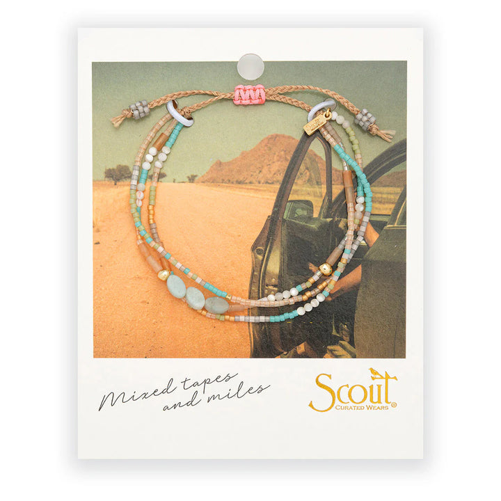 Mixed media beaded bracelet by Scout Curated Wears featuring colorful beads and unique design on adjustable band.