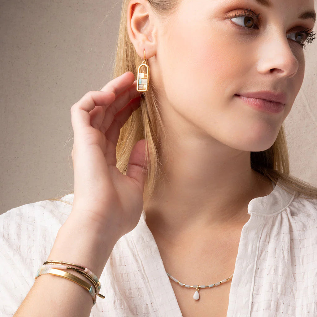 Miyuki frame glass bead earring