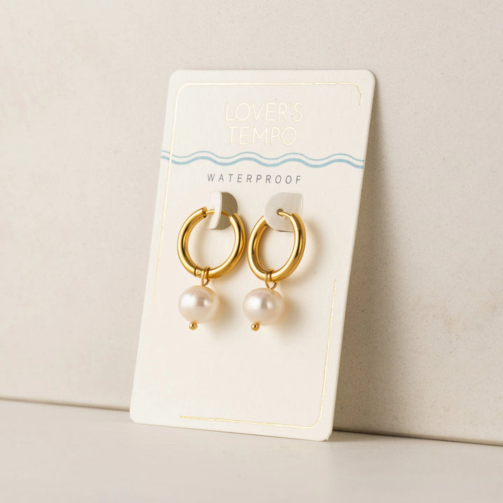 Oceane Pearl Hoop Earring- Gold/ Freshwater Pearl