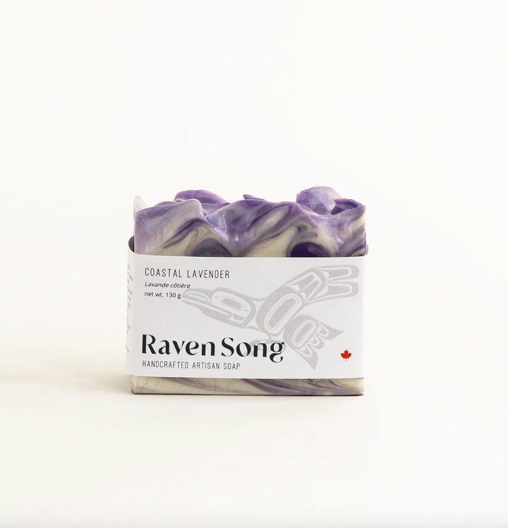 RavenSong Soap & Candle Coastal Lavender artisan soap with BC organic essential oil, featuring a creamy lather and lavender scent.
