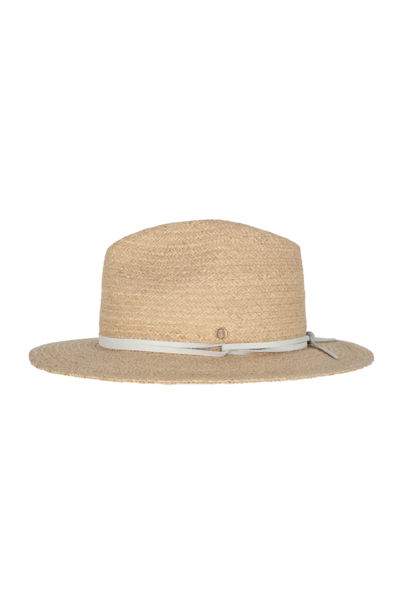 Kooringal Pearl Safari raffia sun hat with wide brim and woven texture, perfect for sun protection and stylish summer wear.