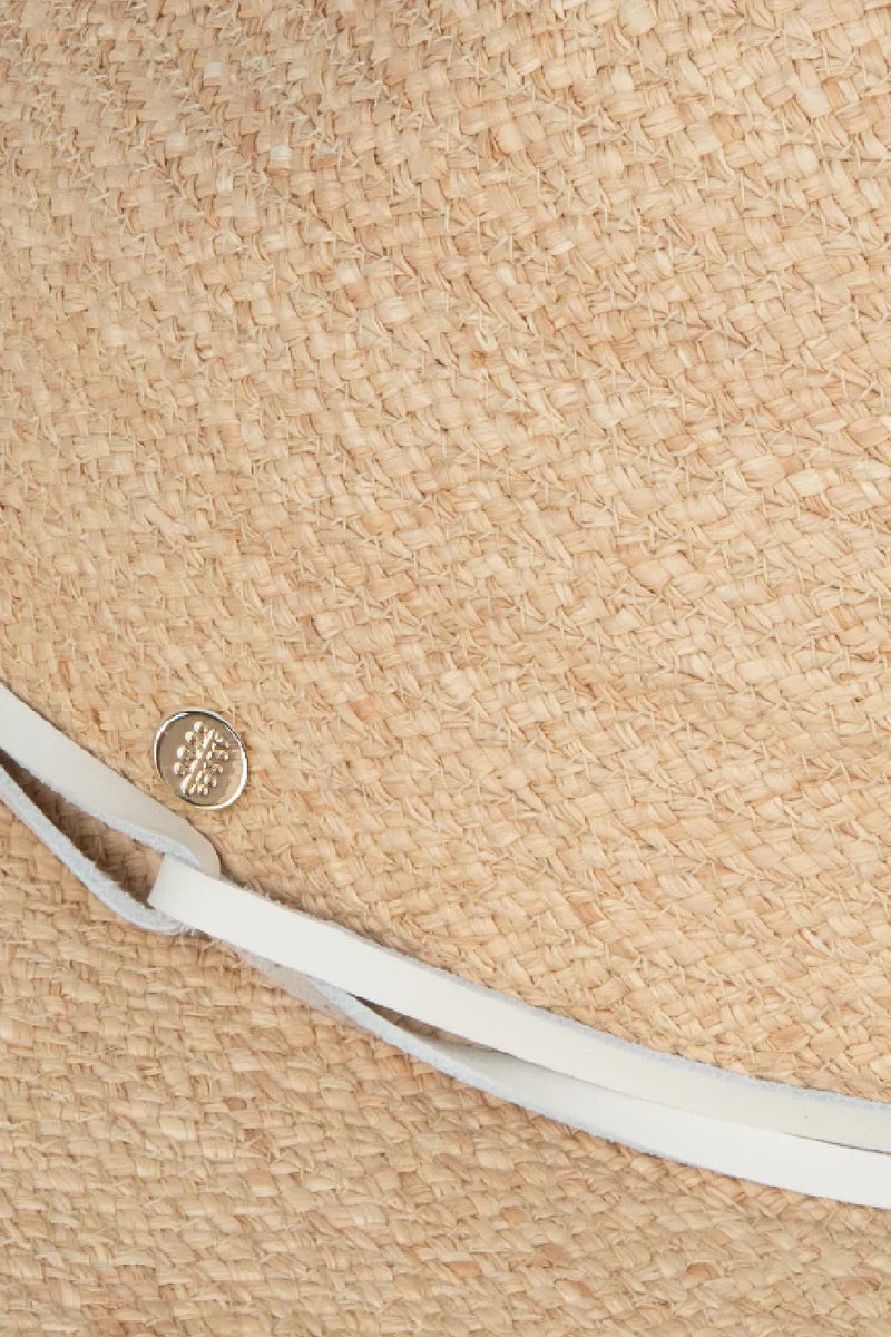Kooringal Pearl Safari raffia sun hat with wide brim and woven texture, perfect for outdoor sun protection and stylish summer wear.
