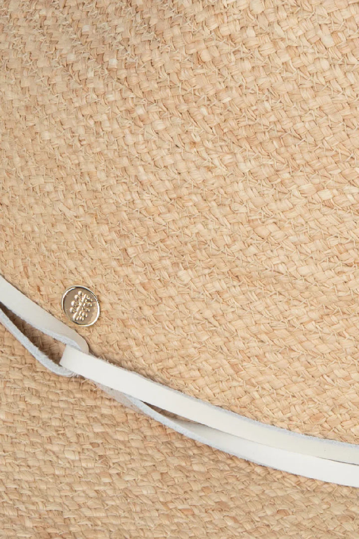 Kooringal Pearl Safari raffia sun hat with wide brim and woven texture, perfect for outdoor sun protection and stylish summer wear.