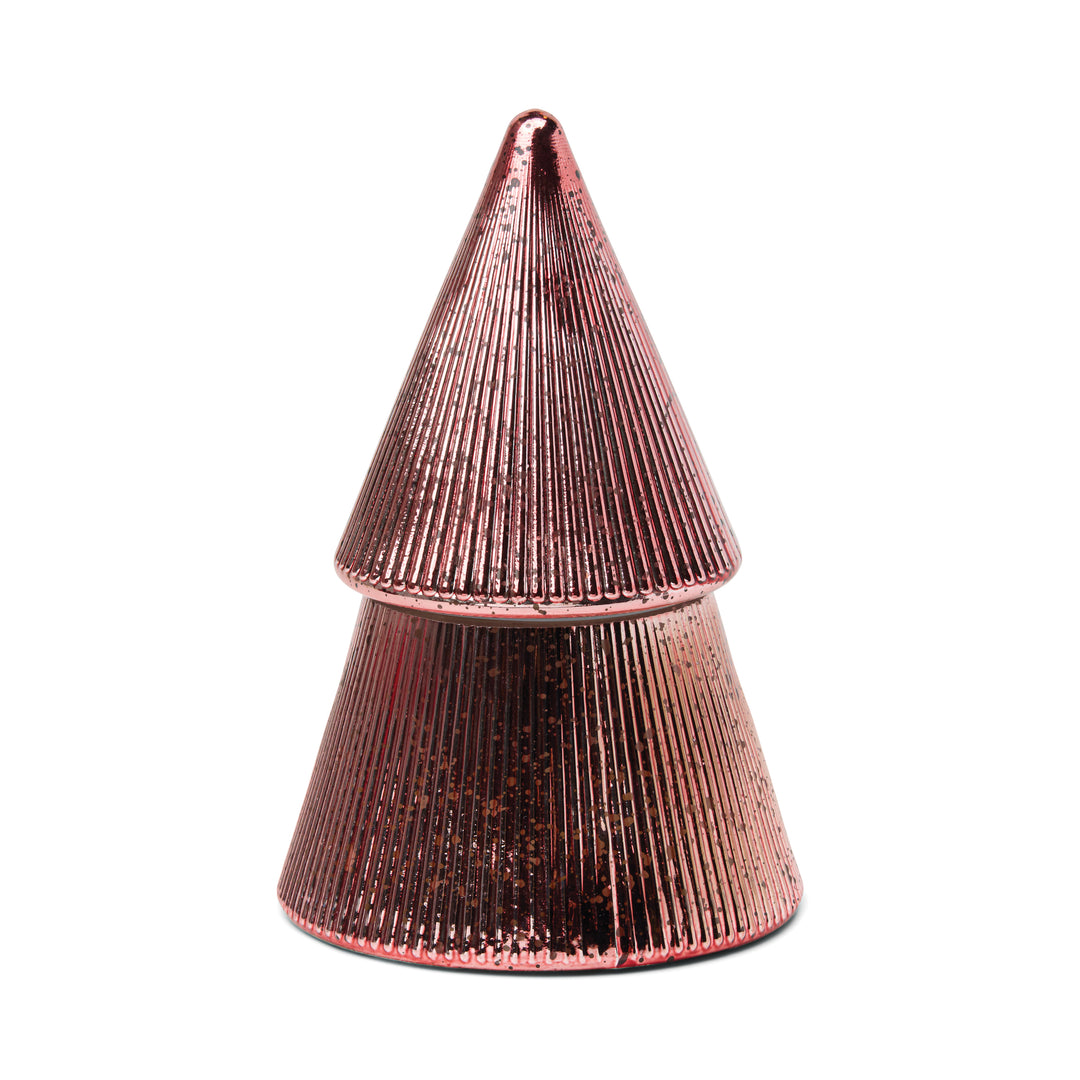 Pink mercury glass tree shaped candle with 'Pink Peppermint' scent 