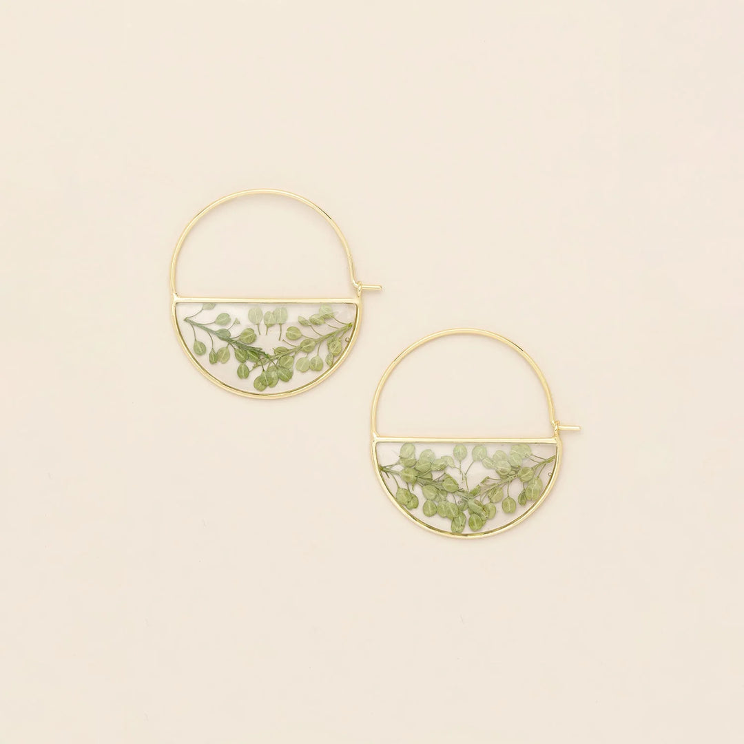 Pressed Flower Hoop Earring