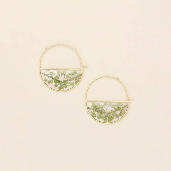 Pressed Flower Hoop Earring